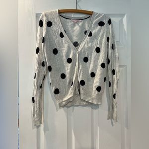 Vintage Victoria’s Secret Light Cardigan Gray with Black Polka Dots Size Medium